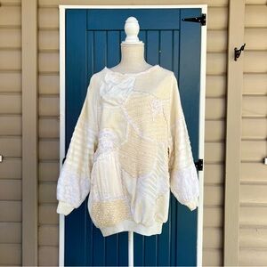 Vintage Modelle Cream Patchwork Textured Pullover Women’s Size Medium